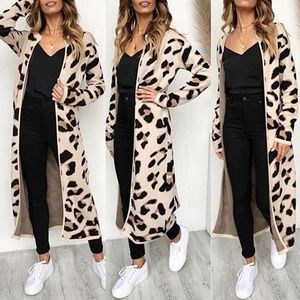 Women's Cardigan Jacket Long Leopard Knit Small